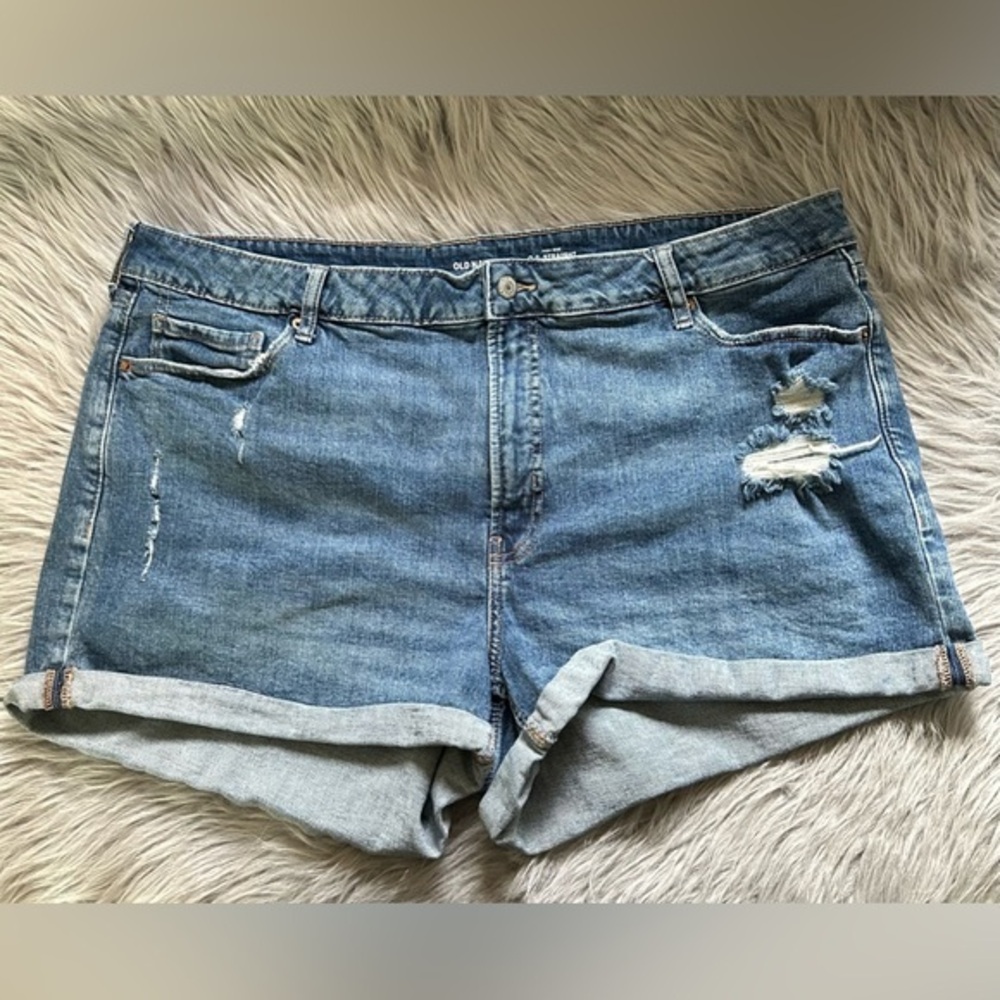 Old Navy O.G. Straight Jean Shorts Womens Size 24 Blue Denim High Rise